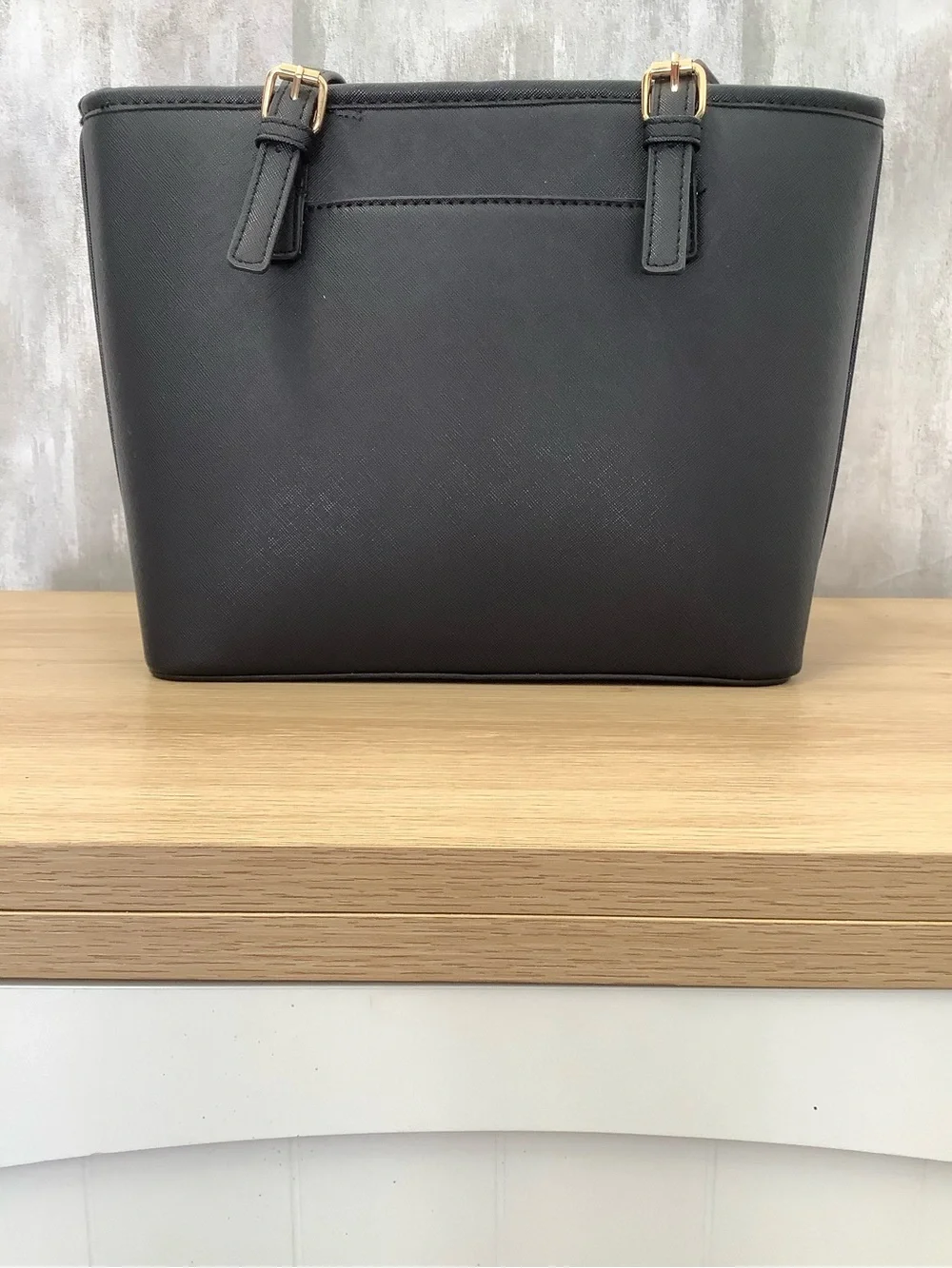 Valentino Orlandi Black Tote with Gold Logo Accent